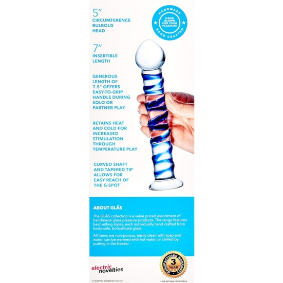 Фаллос из стекла Glas Spiral Blue